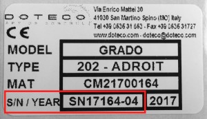 Etichetta matricola Doteco serial number